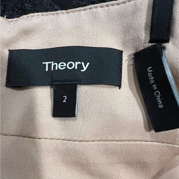 Theory Womens Melaena Black Lace Overlay Silk Lining Cocktail Dress Sz 2 - Picture 2 of 11